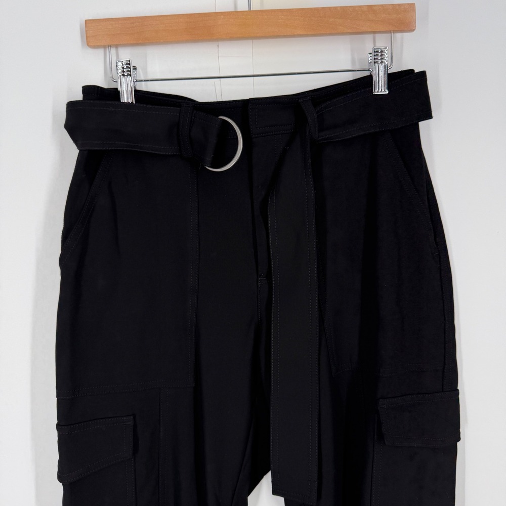 Banana Republic Slim Fit Drapy Twill Utility Cargo Pant Black Belted Petite 8 BR - Picture 4 of 9